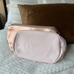 Two Estée Lauder Cosmetic Bags - Blush Pink and Rose Gold Metallic